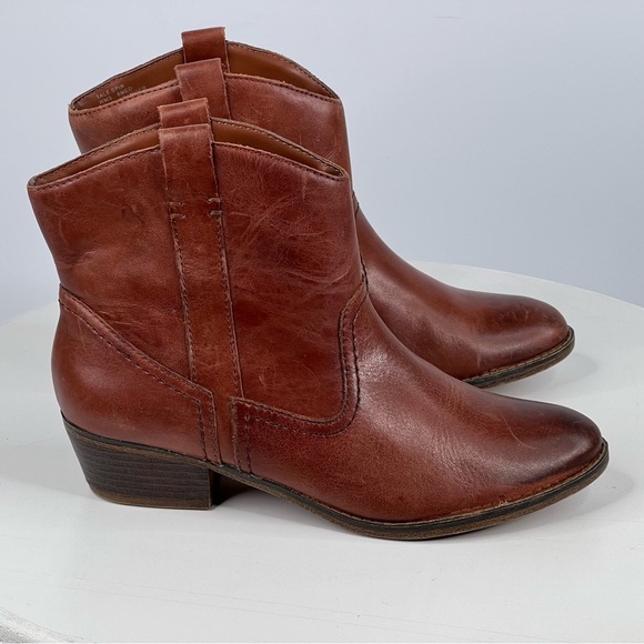 Kenneth Cole Booties Tale spin Ankle Boots Western Brown Leather Cowgirl Boho 6 - Picture 7 of 17
